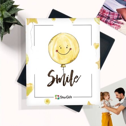 Die Erinnerungskiste – 32 Fotos mit Botschaft – Modell mit Smiley