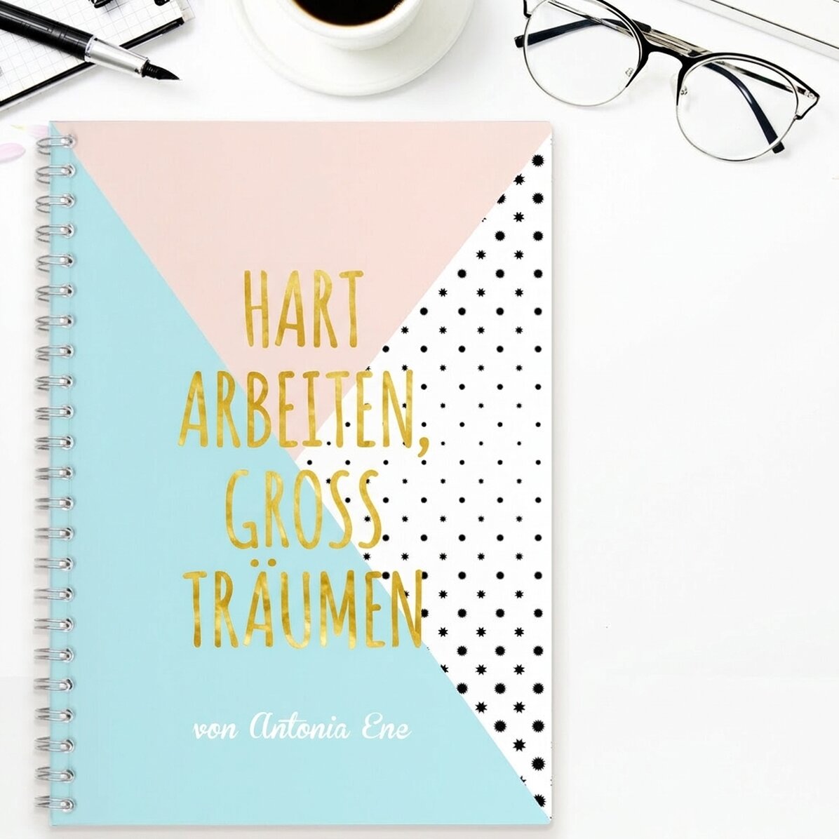 Personalisiertes Notizbuch – Work Hard, Dream Big