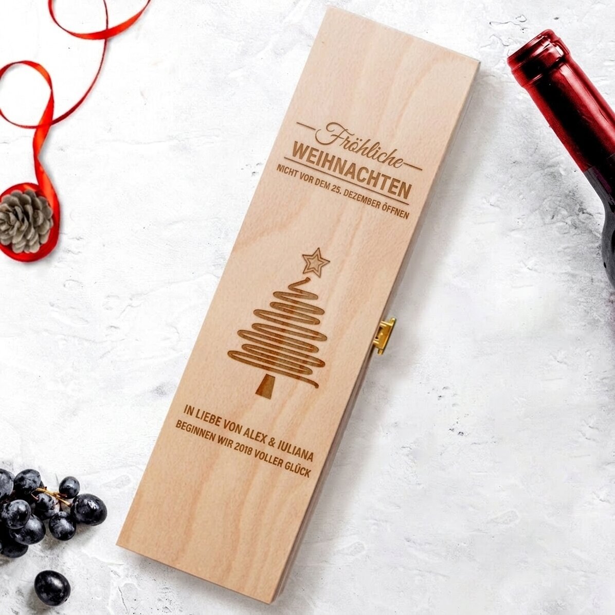 Personalisierte Weinkiste – Star Christmas Tree
