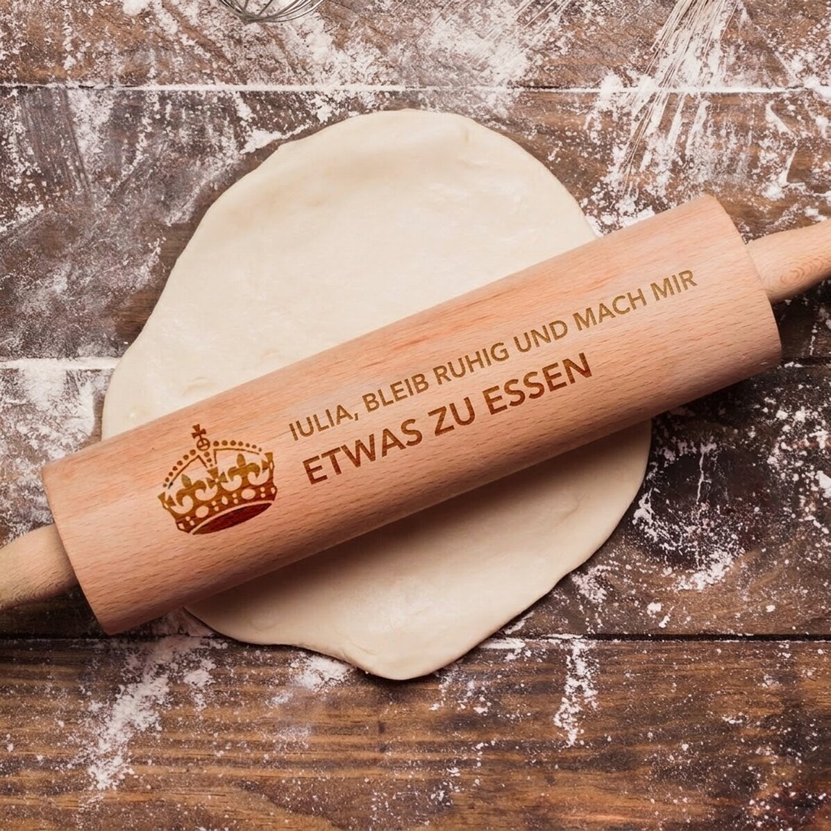 Individuell gestalteter Holz-Drehstift – Keep Calm