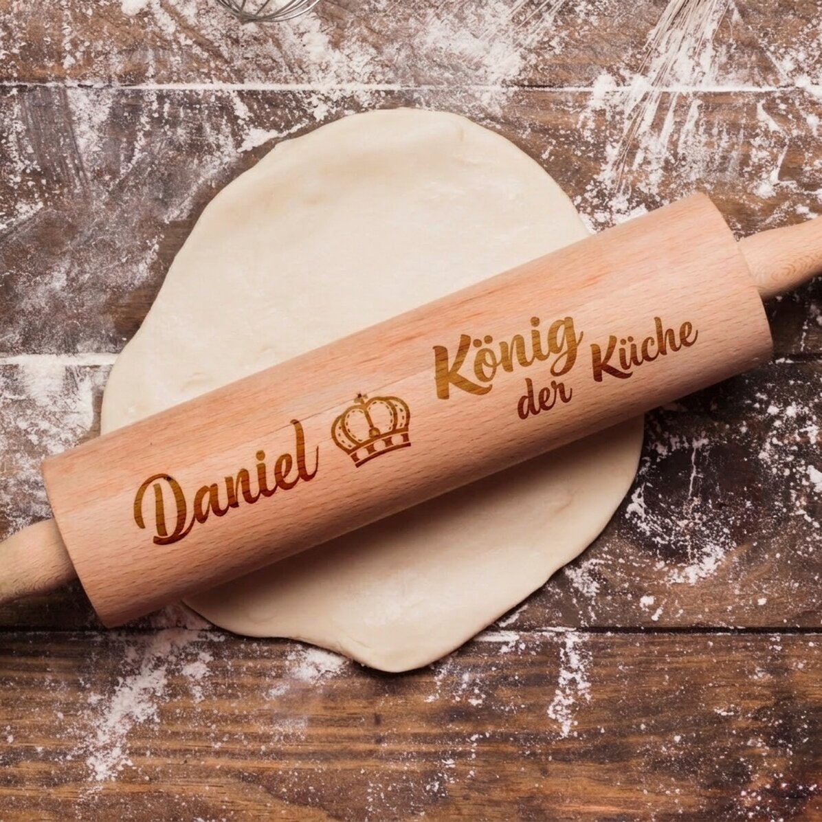 Individuell gestalteter Holz-Teigroller – King of the Kitchen