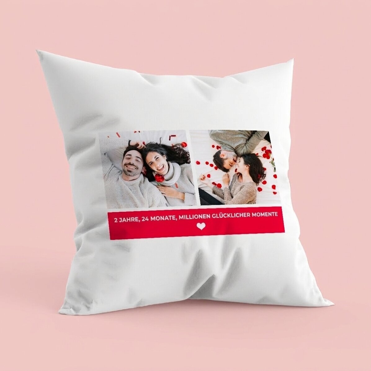 Personalisiertes Kissen mit 2 Fotos und Text