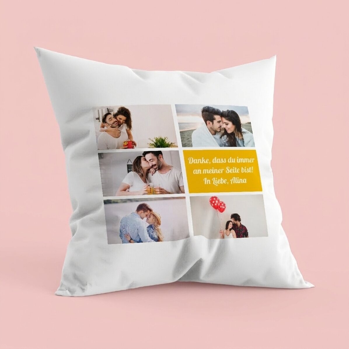 Personalisiertes Kissen mit 5 Fotos und Text