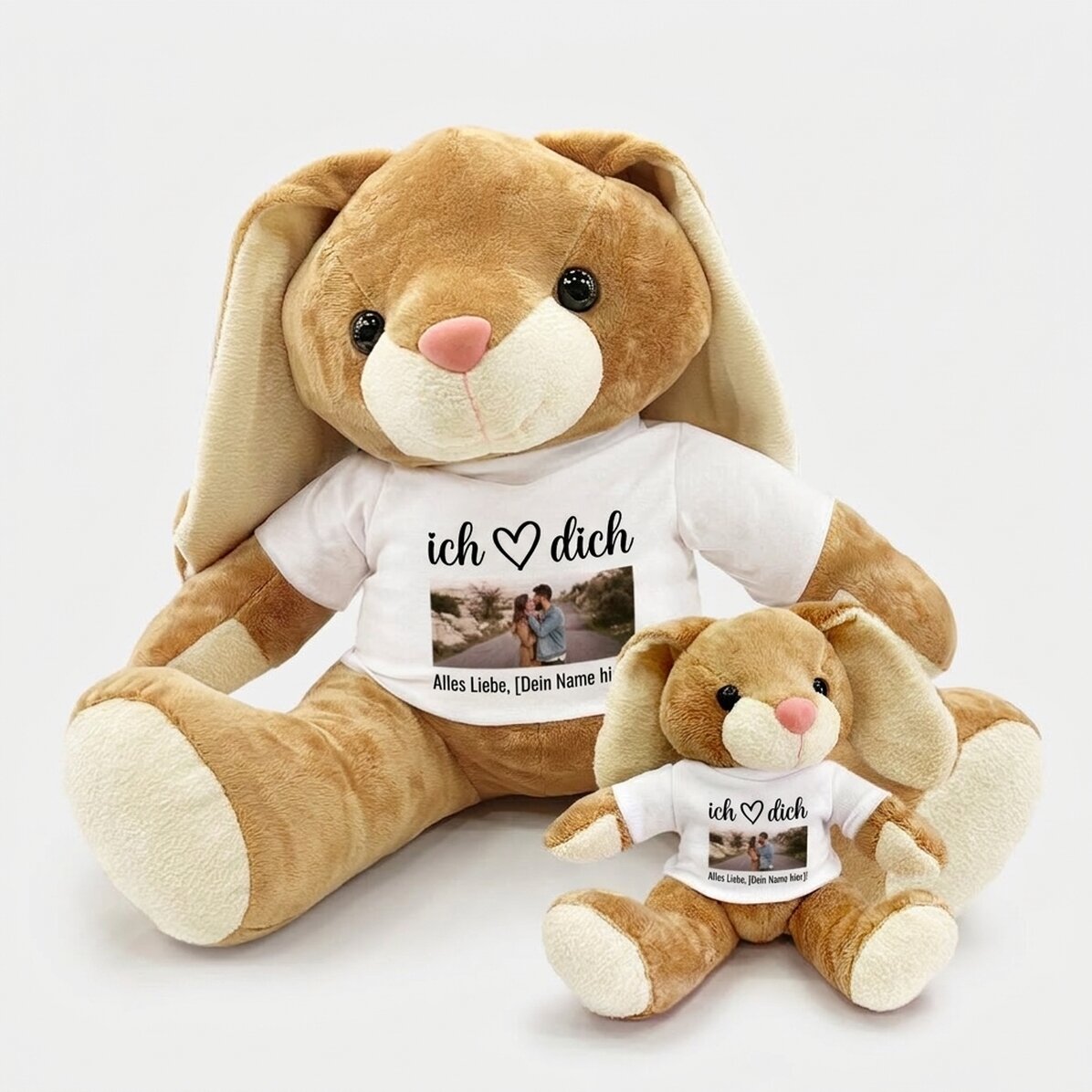 Plus personalisiertes Häschen mit einem Foto – I love you