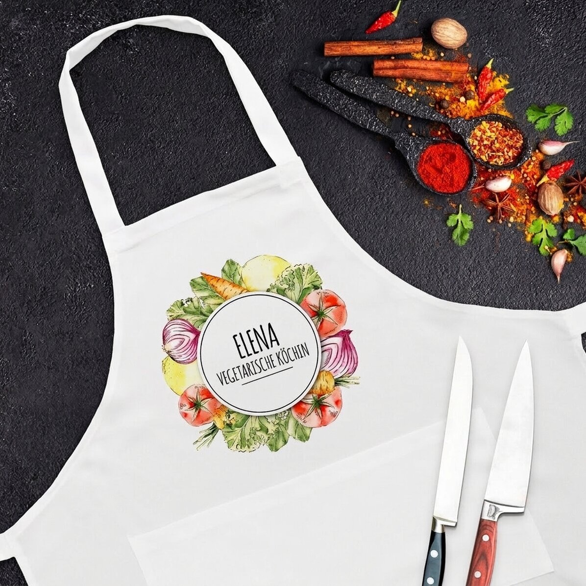 Individuelle Schürze – Vegetarischer Koch