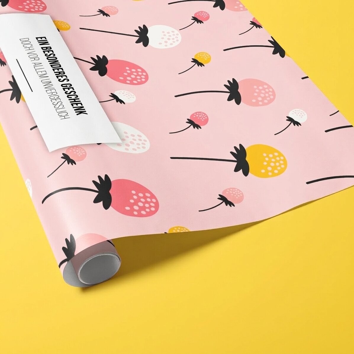 Individuell gestaltetes Geschenkpapier mit Text – Rosa Herbst