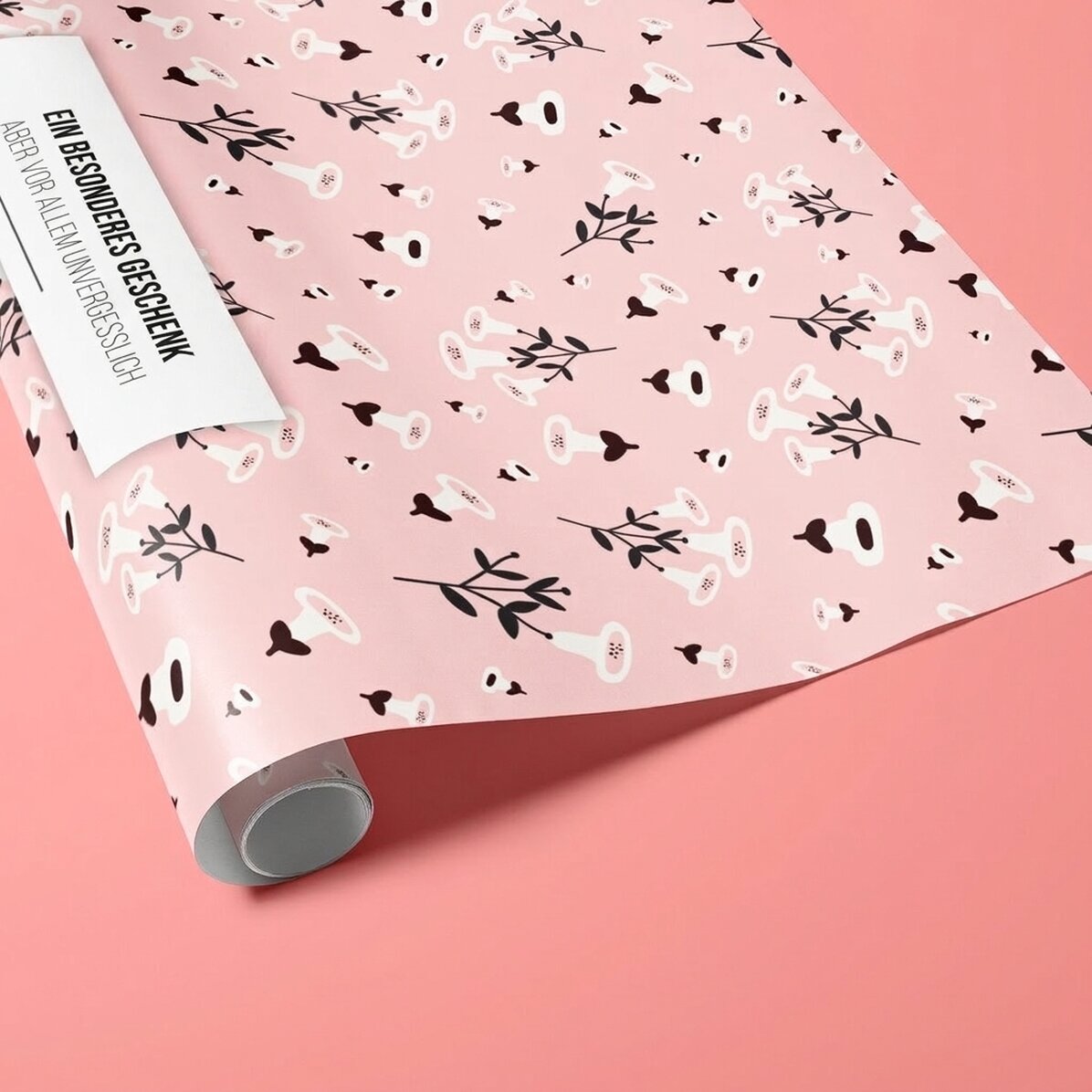 Individuell gestaltetes Geschenkpapier mit Text – Flowers