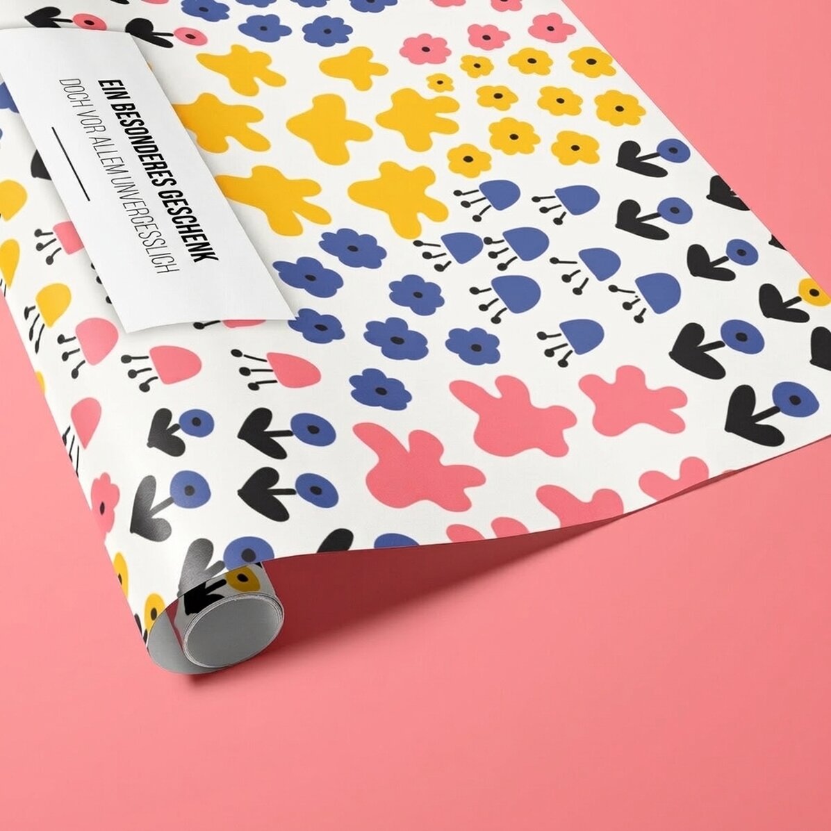 Individuell gestaltetes Geschenkpapier mit Text – Buntes Motiv