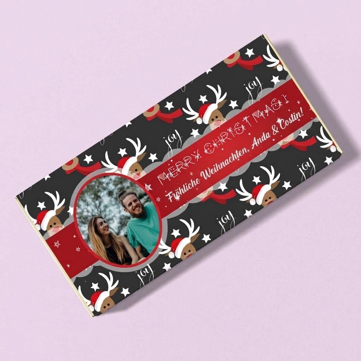 Personalisierte Weihnachtsschokolade – Rentier