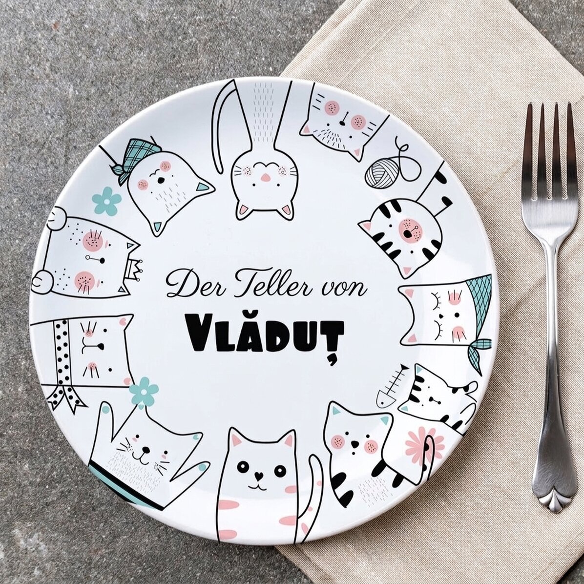 Personalisierter Teller mit Text – Cartoons