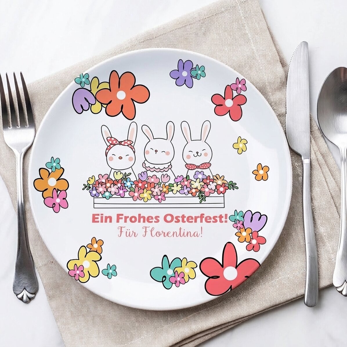 Personalisierter Teller mit Text – Ostern