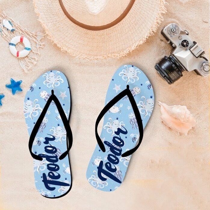 Personalisierte Flip-Flops für Kinder mit Aufdruck – Jellyfish