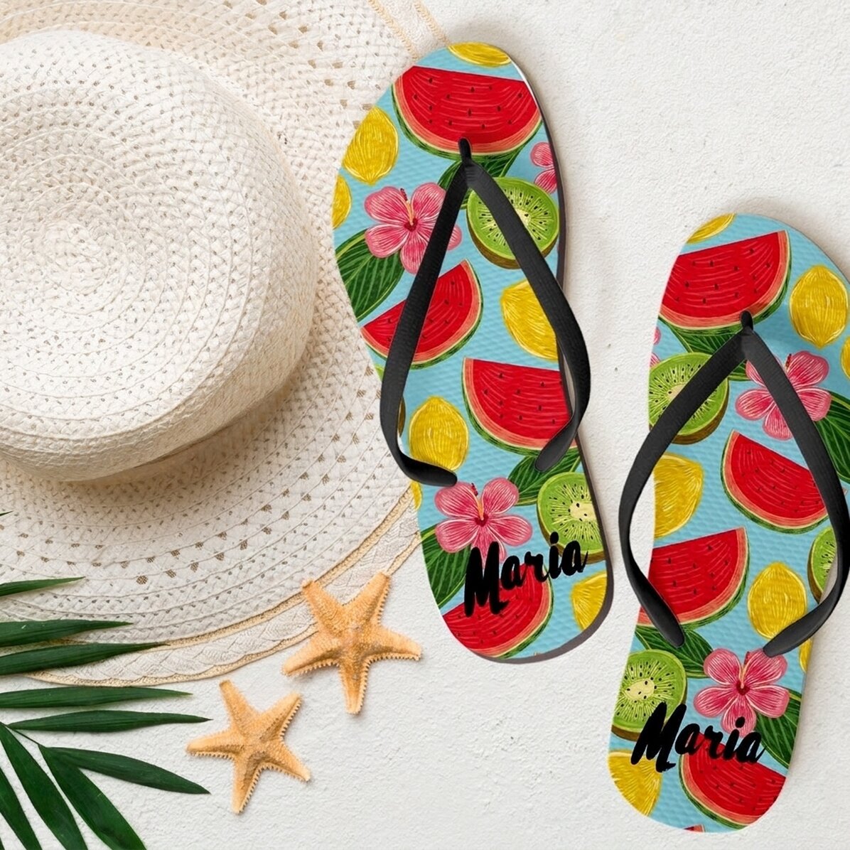 Personalisierte Flip-Flops für Kinder mit Aufdruck – Watermelon