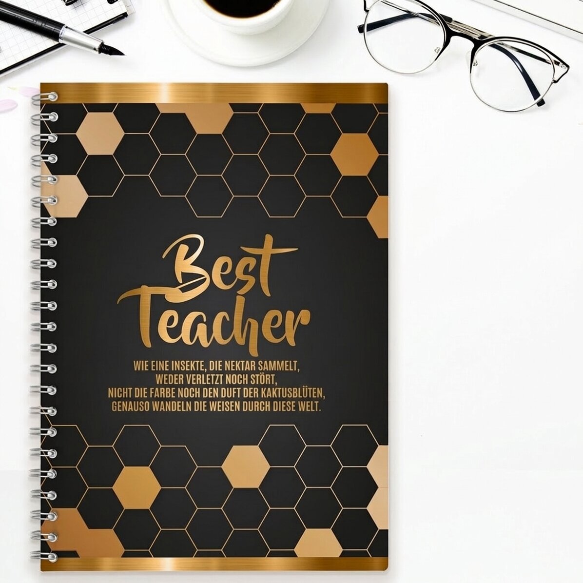 Personalisiertes Notizbuch mit Schriftzug – „Best teacher“
