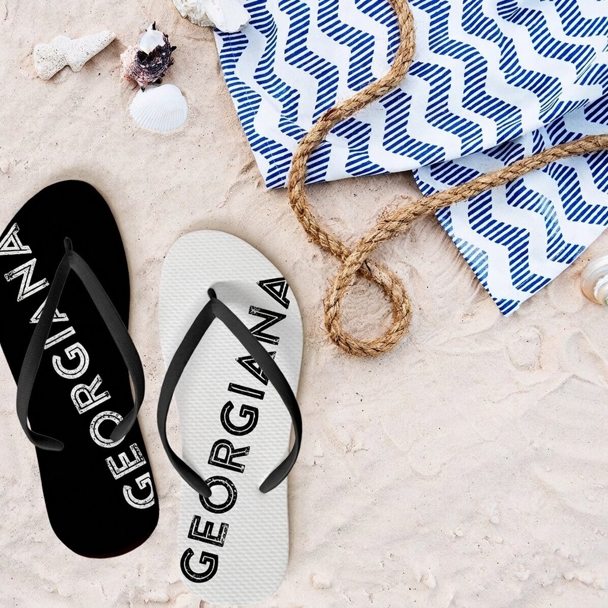 Personalisierte Flip-Flops mit Text
