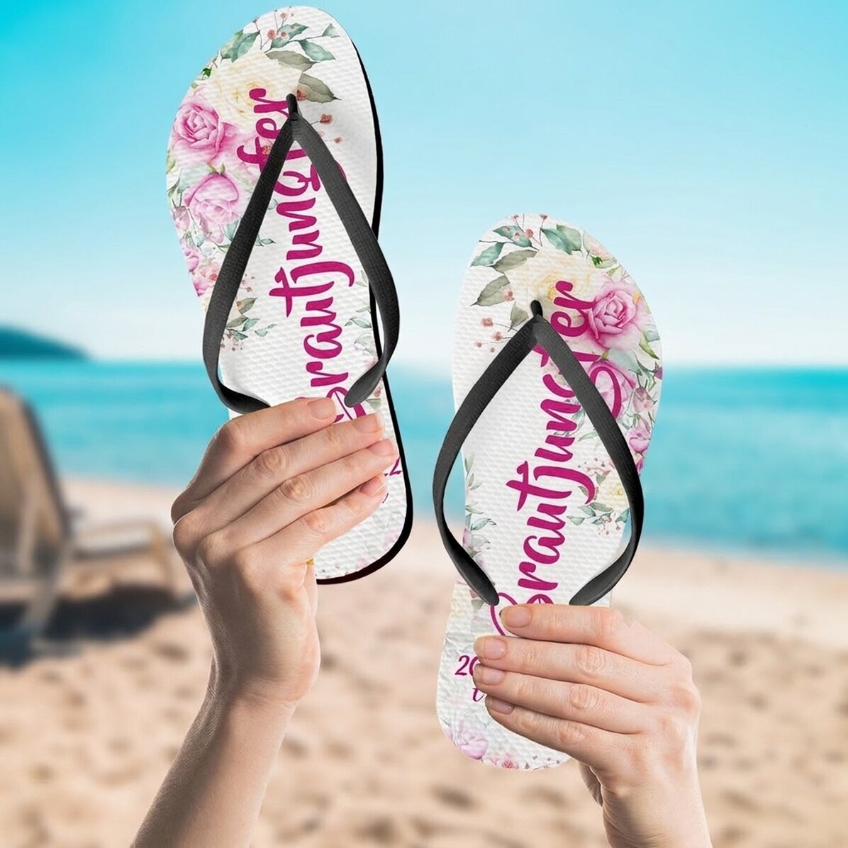 Personalisierte Flip-Flops mit Text – Brautjungfer
