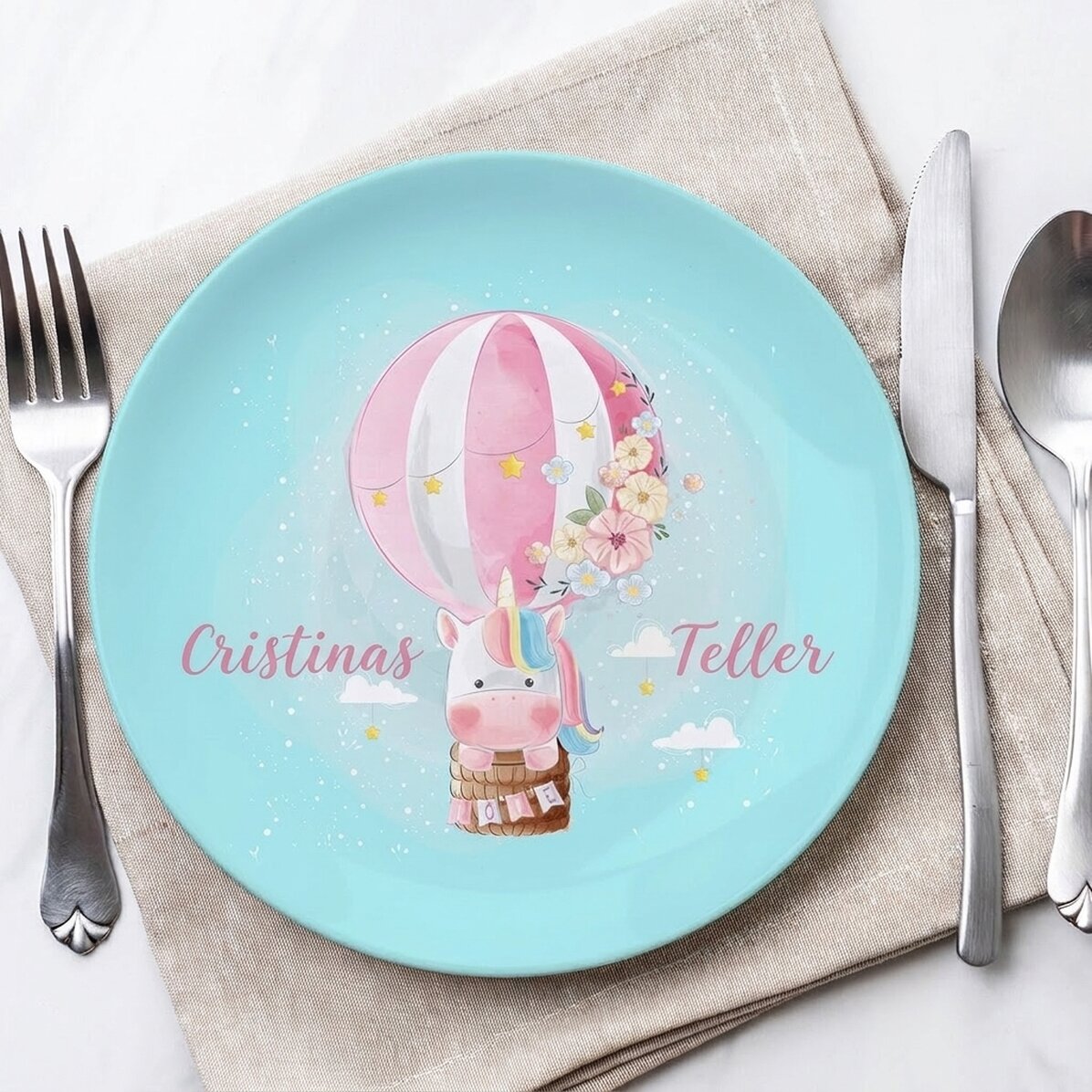 Individuell gestalteter Teller mit Text – Balloon