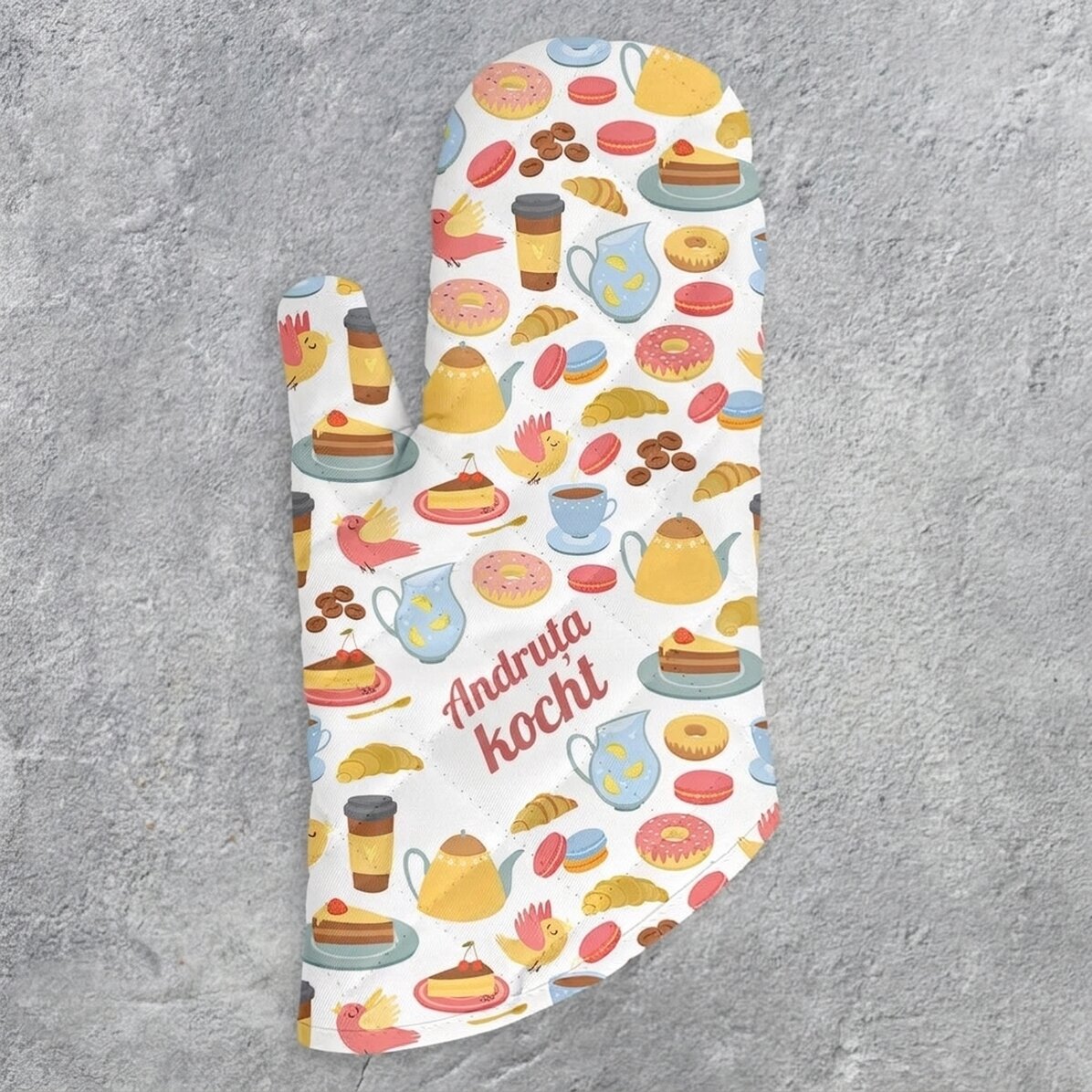Personalisierter Küchenhandschuh mit Text – Modell „Cookies“