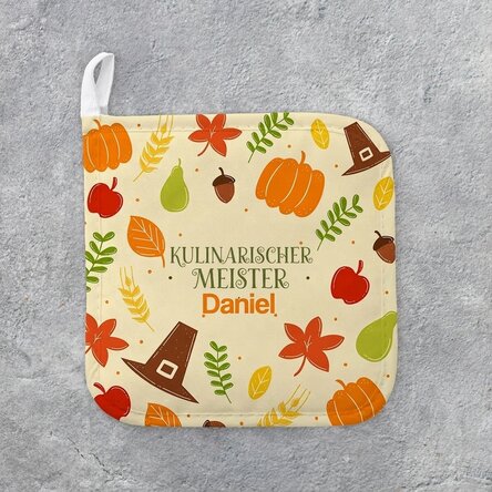 Individuell gestalteter Untersetzer für heiße Töpfe mit Text – Pumpkin
