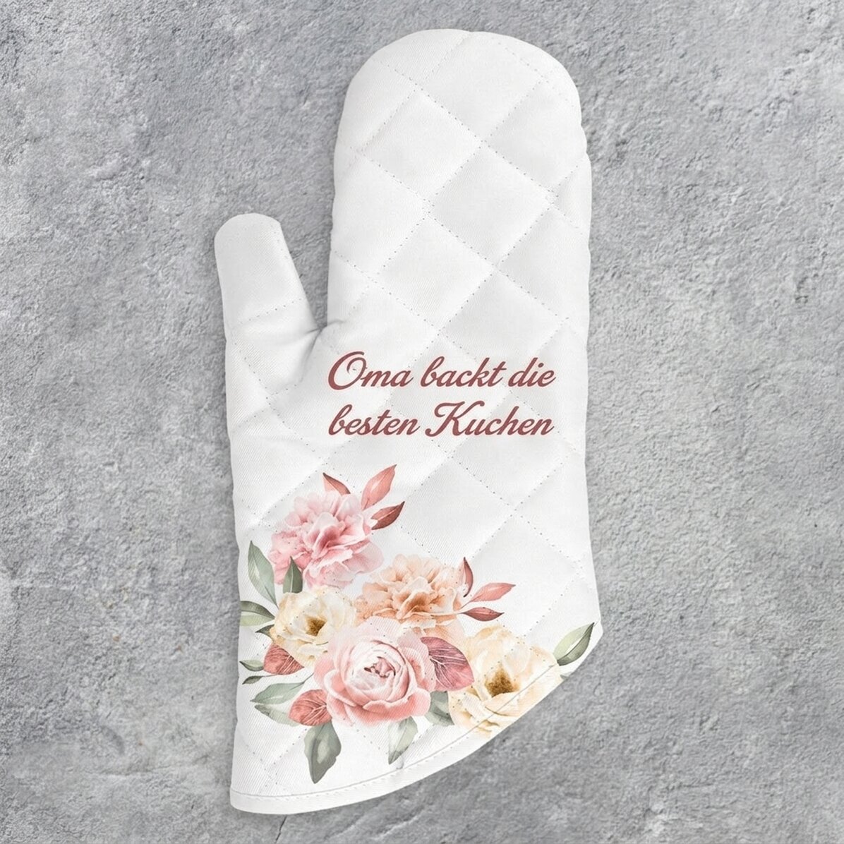 Personalisierter Topflappen mit Schriftzug – „Grandma’s cakes“