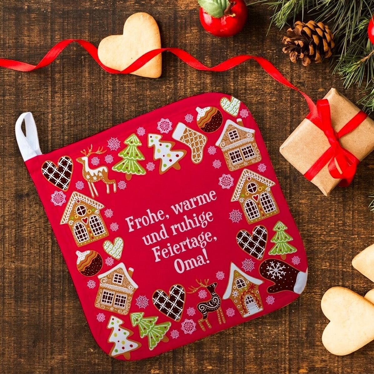 Individuell gestalteter Untersetzer für heiße Töpfe mit Text – Lebkuchen