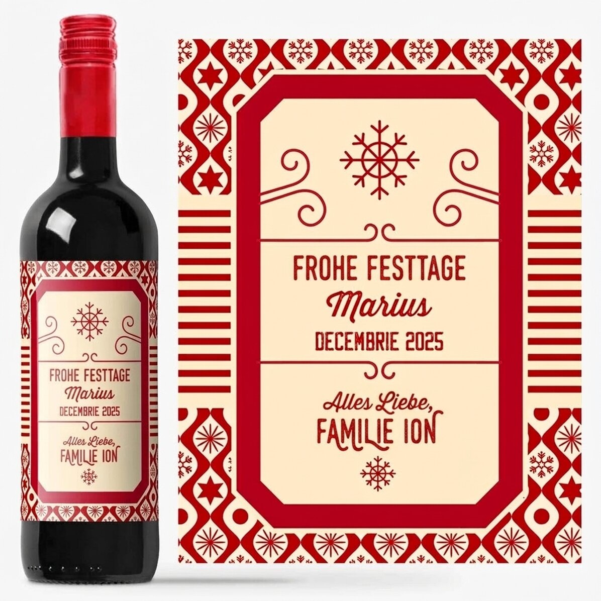 Wein mit individueller Beschriftung – Weihnachtsmotiv