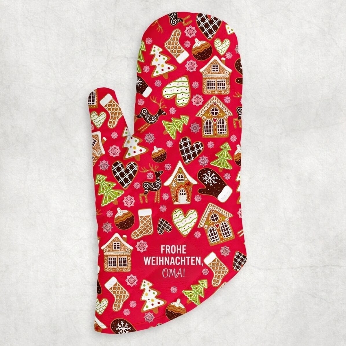 Personalisierter Küchenhandschuh mit Schriftzug – Gingerbread