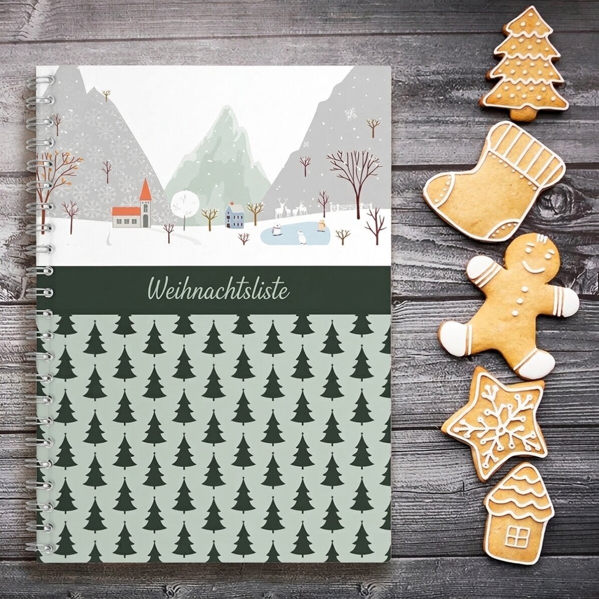 Personalisiertes Notizbuch mit Text – Weihnachtswunschliste