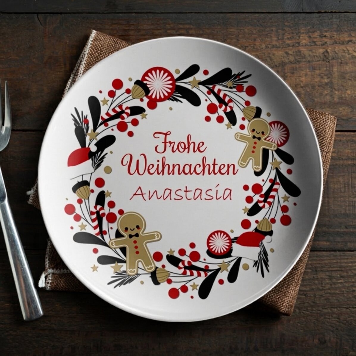Personalisierter Teller mit Schriftzug – Lebkuchen