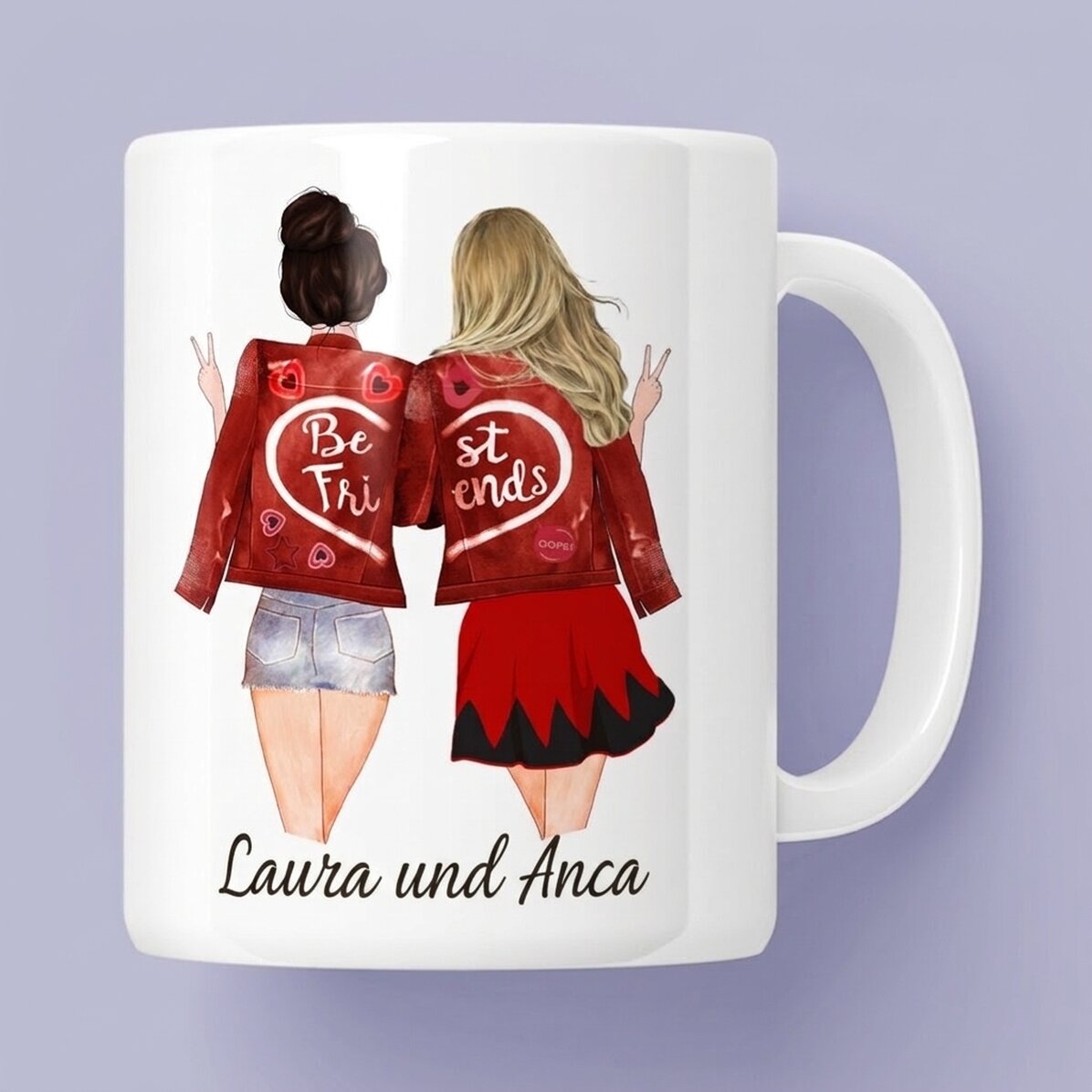 Personalisierte Tasse mit Schriftzug – Friends forever