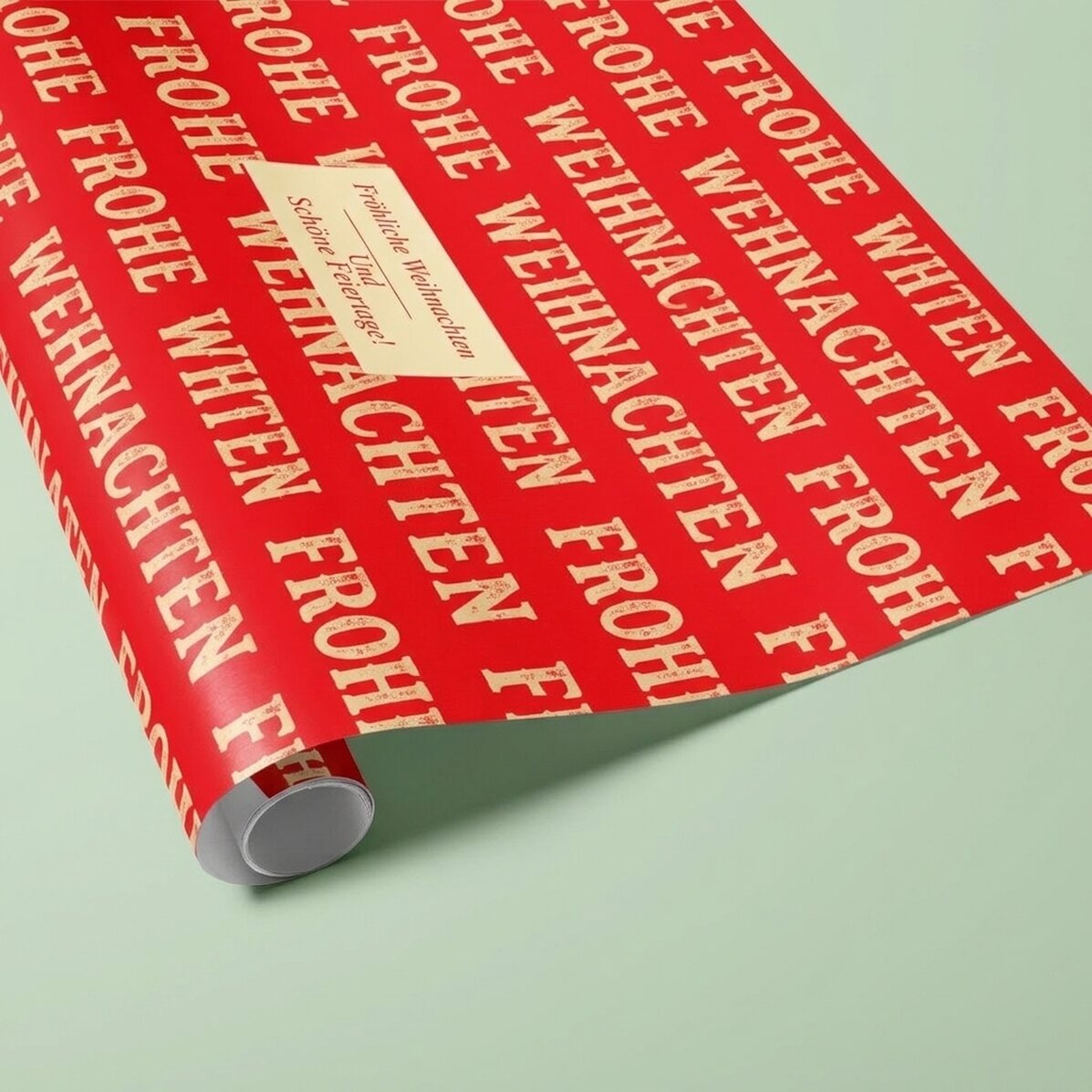 Individuell gestaltetes Geschenkpapier mit Text in einem Rahmen – Merry Christmas