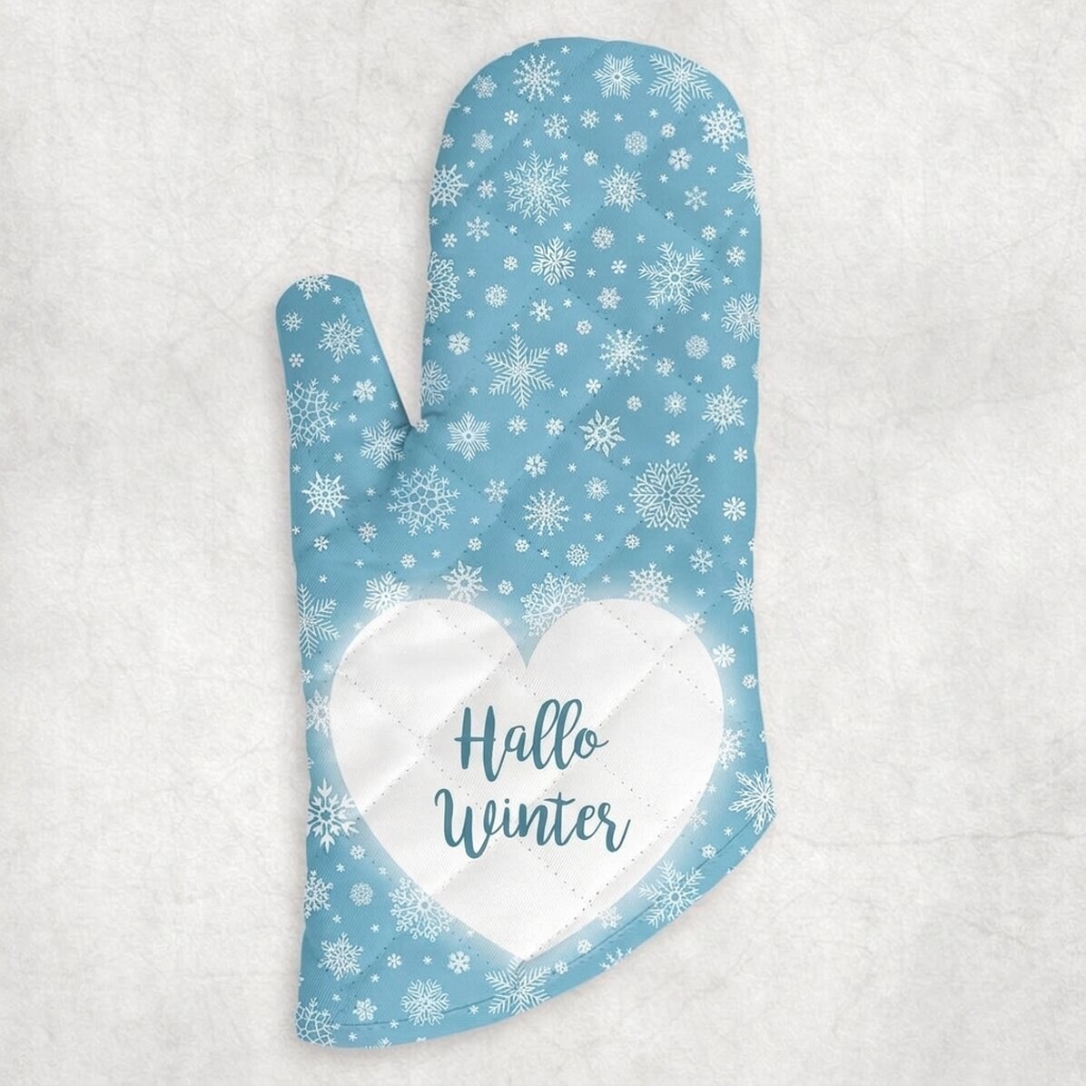 Personalisierter Küchenhandschuh mit Schriftzug – Hello Winter