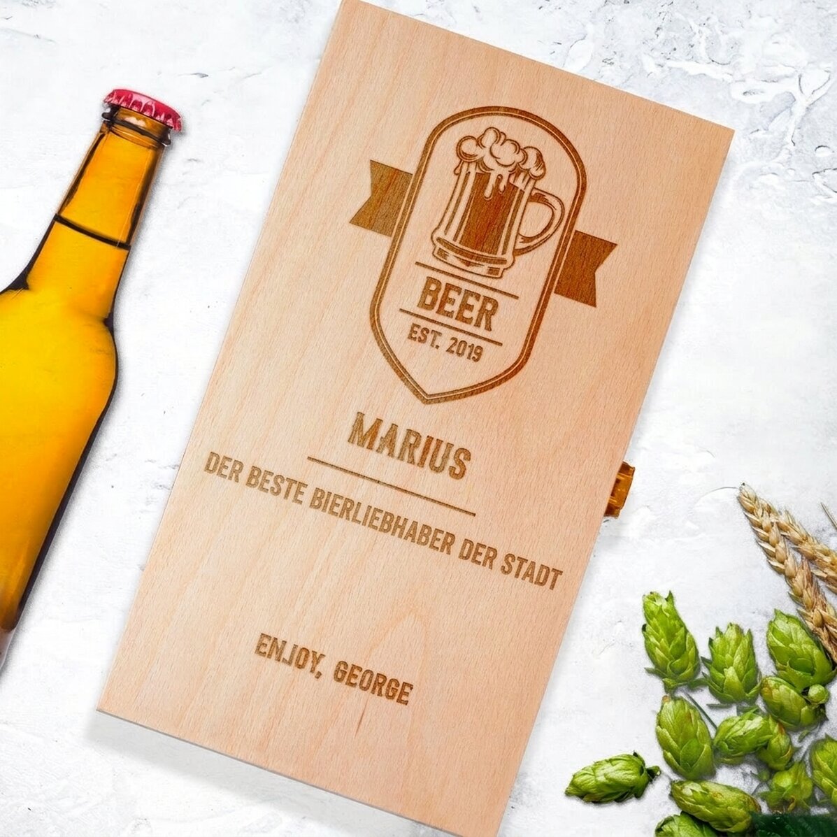 Personalisierte Bierbox für drei Flaschen – Best Beer Drinker
