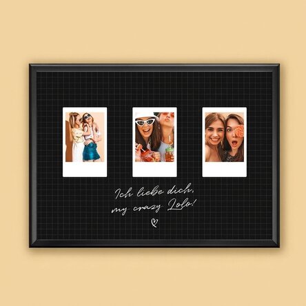 Individuell gestaltetes Bild mit Text und 3 Fotos im Polaroid-Format – Beste Freunde