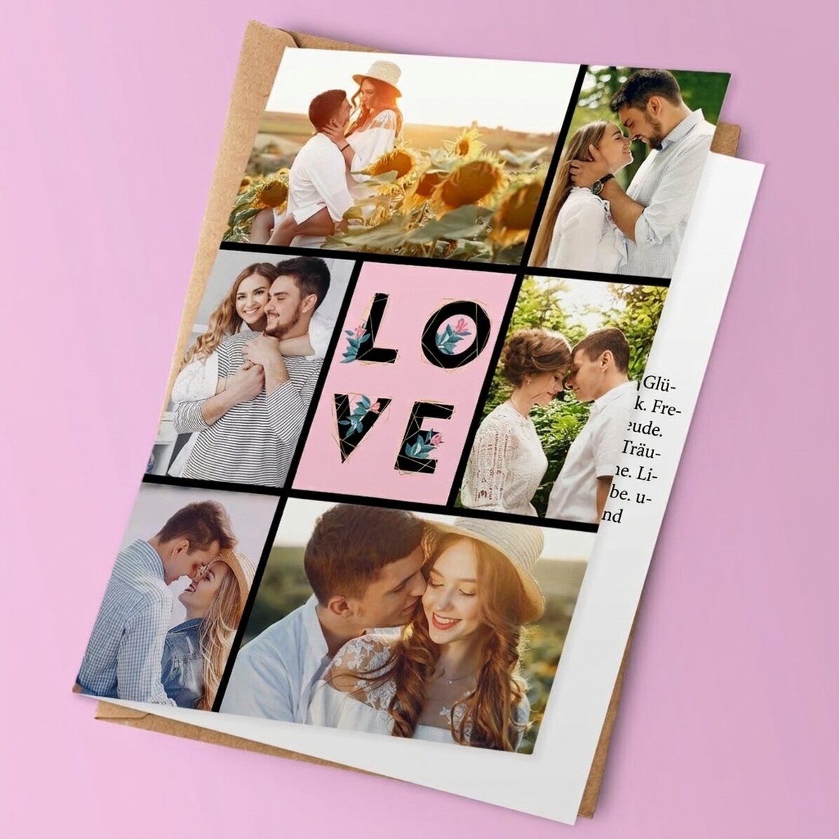 Personalisierte Grußkarte mit Fotos – Love
