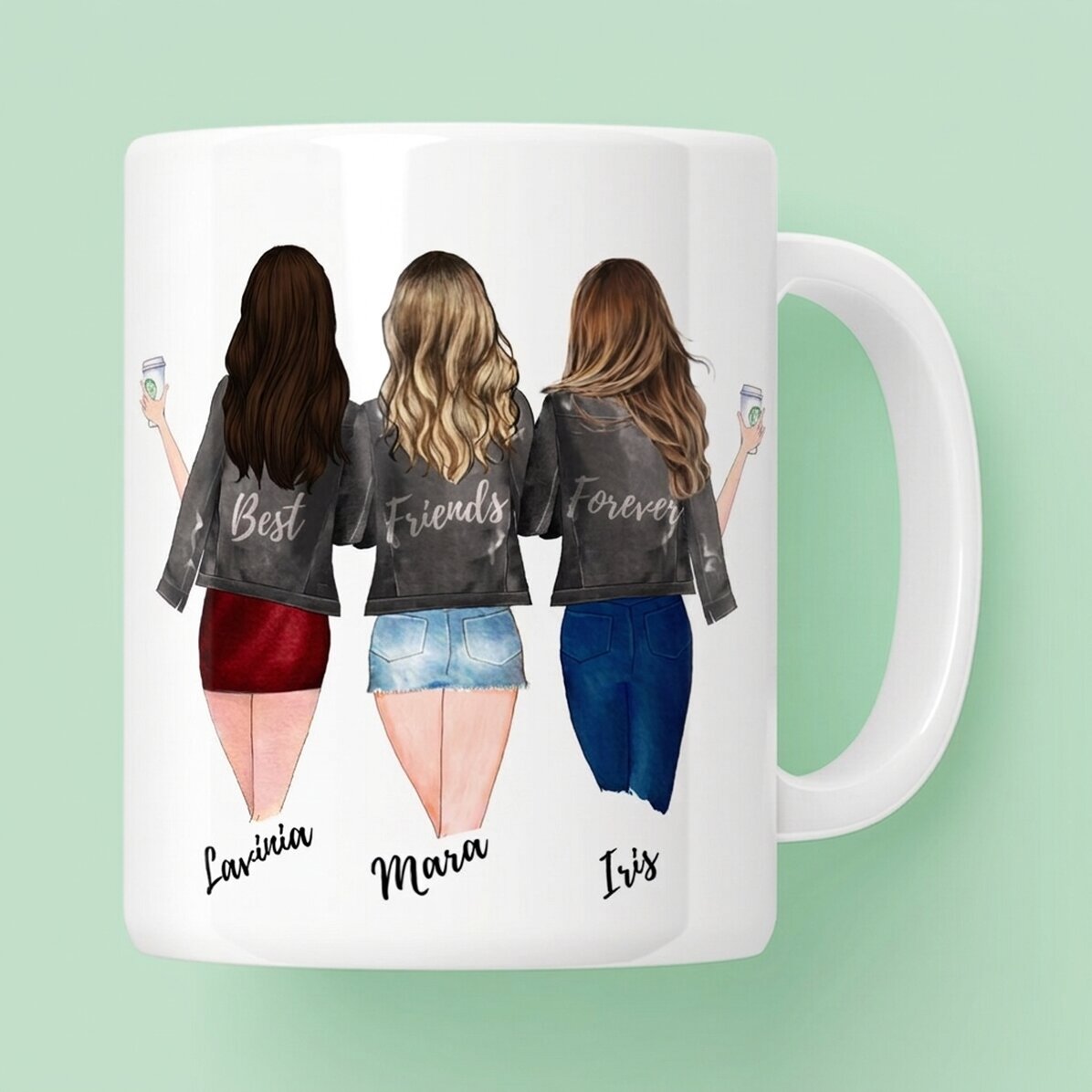 Personalisierte Tasse mit Aufdruck – 3 beste Freunde