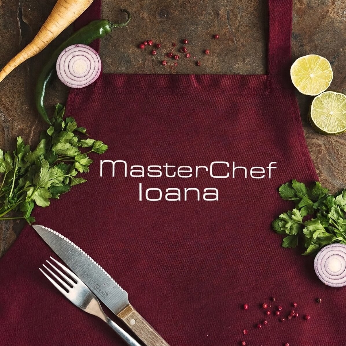 Individuell gestaltete Schürze mit Text – Premium MasterChef