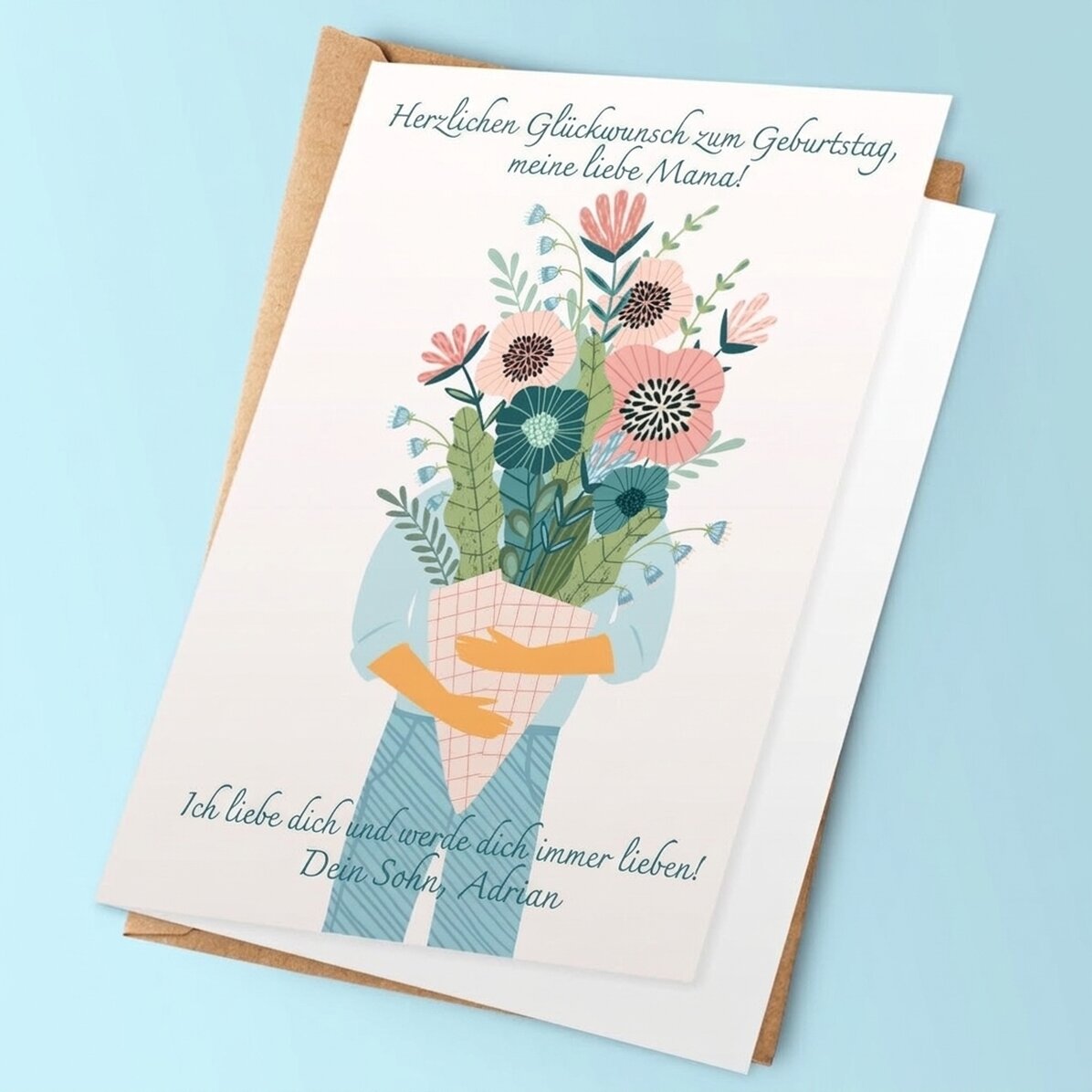 Personalisierte Grußkarte mit Text – Ein Strauß voller Liebe!