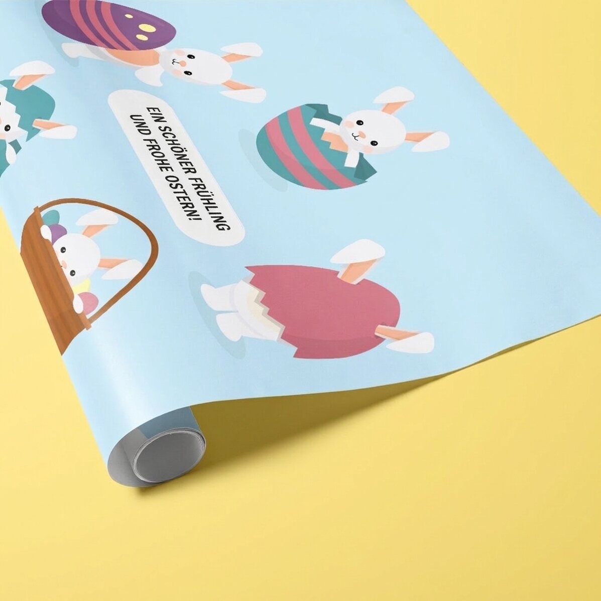 Individuell gestaltetes Geschenkpapier mit Text – Häschen