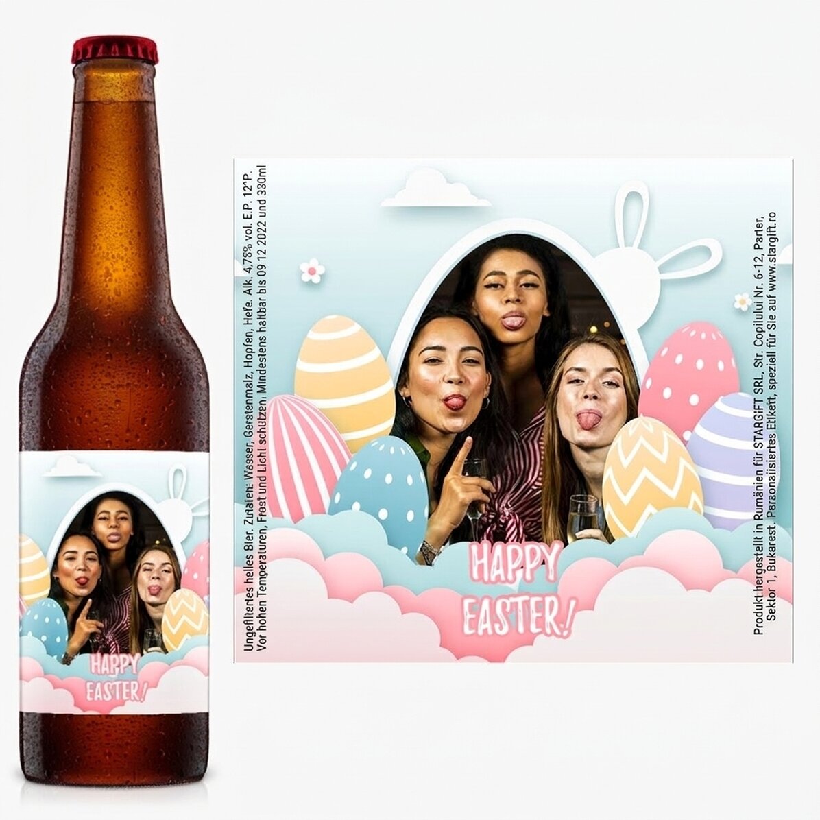 Individuell gestaltetes Bier mit Foto – Frohe Ostern!