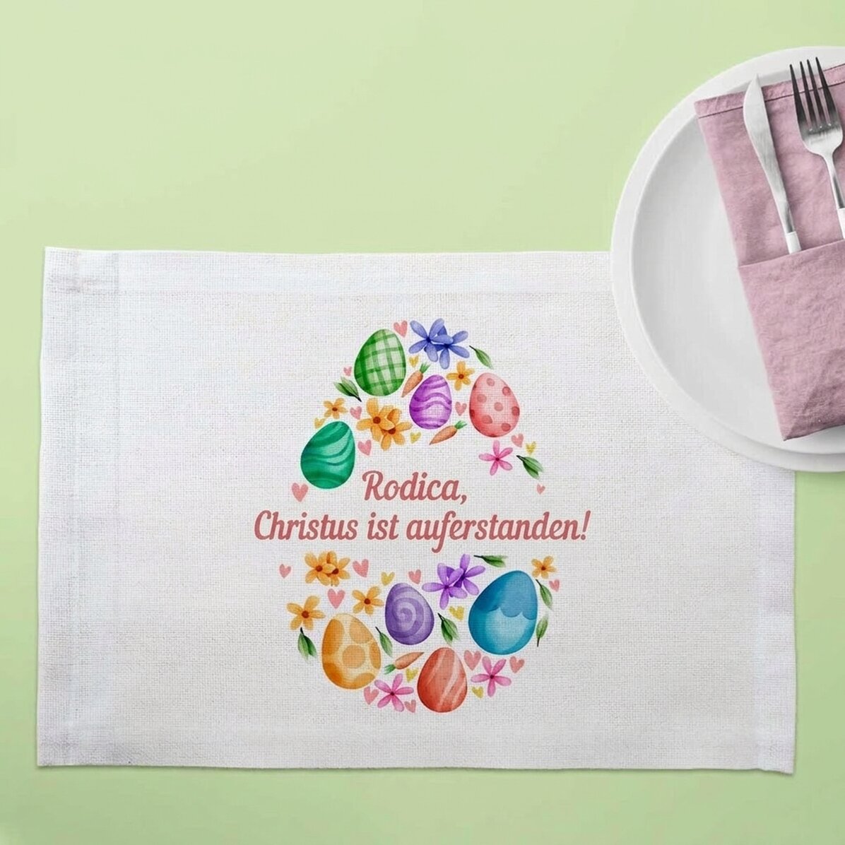 Personalisierter Tellerhalter – Christus ist auferstanden!