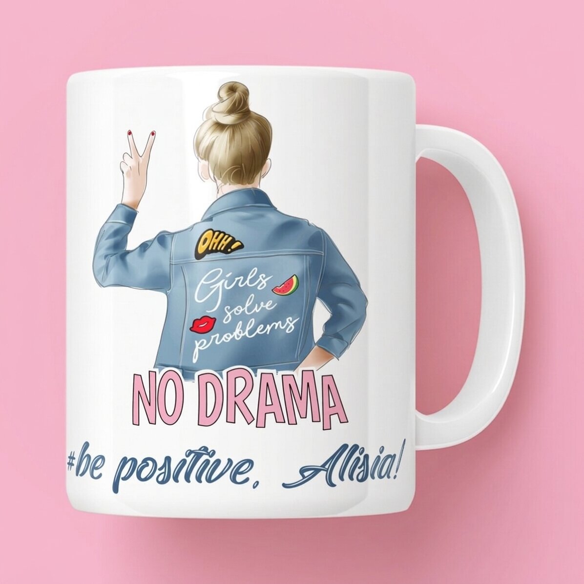 Personalisierte Tasse mit Aufdruck – No drama