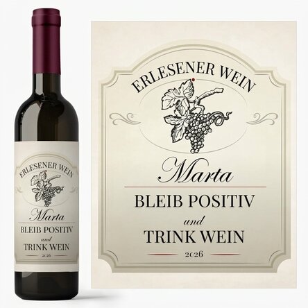 Wein mit individueller Aufschrift – Stay positive and drink wine