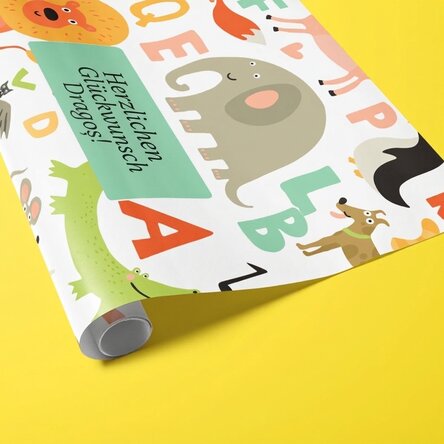 Individuell gestaltetes Geschenkpapier mit Text – Tierchen