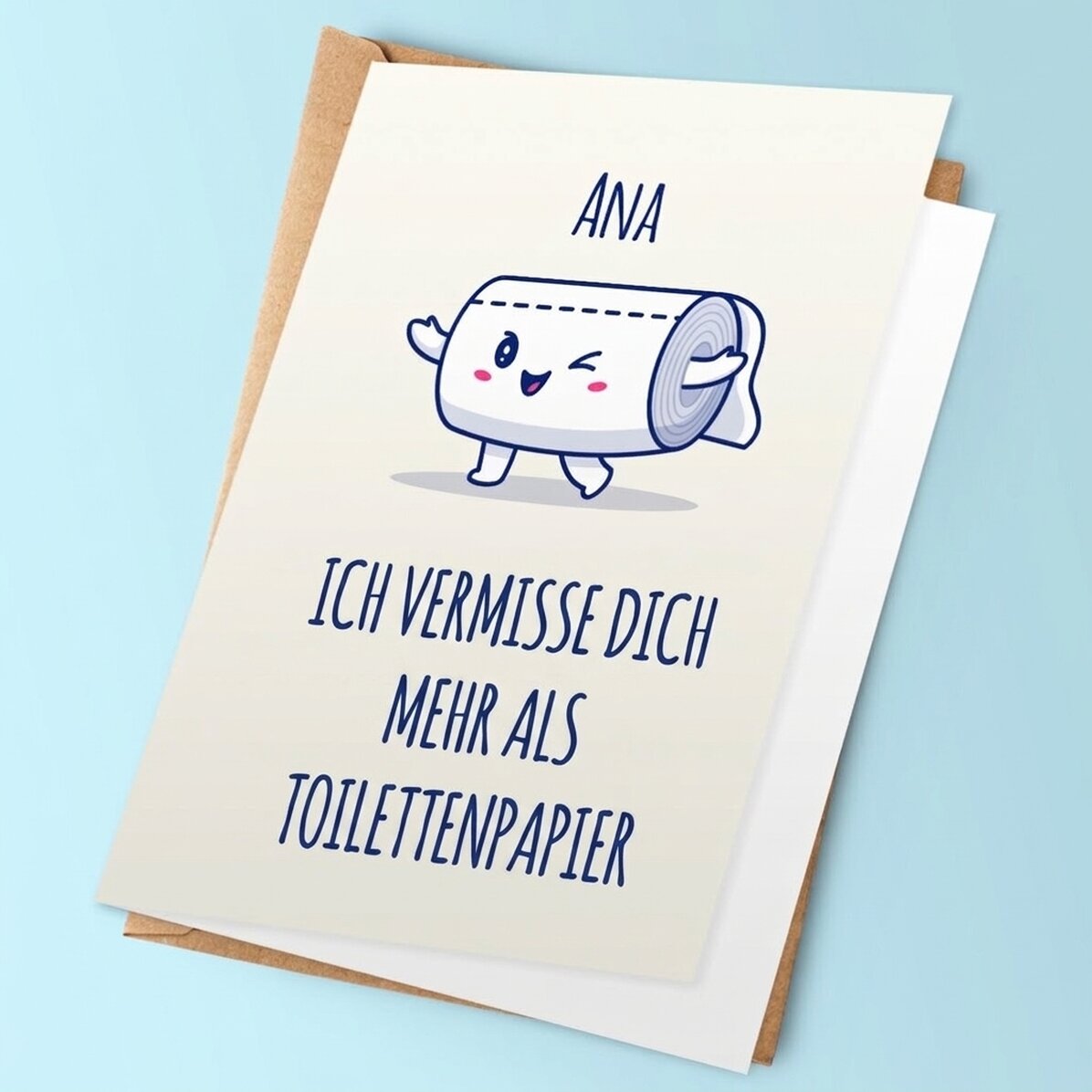 Personalisierte Grußkarte mit Text – Toilettenpapier