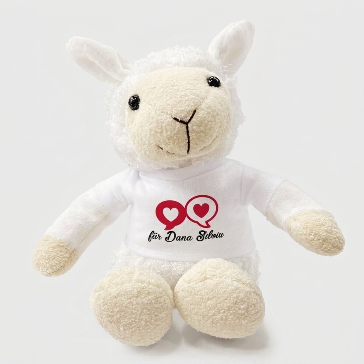 Personalisiertes Schaf mit Text – Chat Hearts