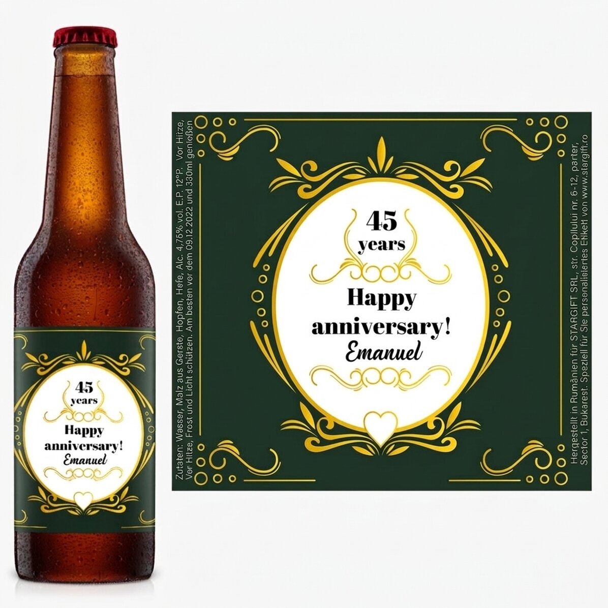 Bier mit individueller Aufschrift – Happy anniversary!