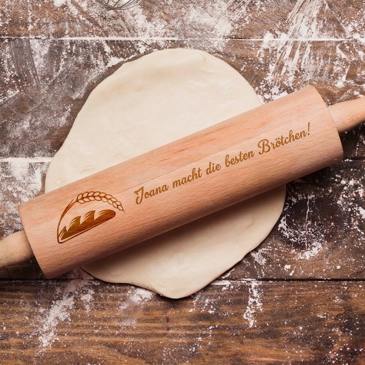 Individuell gestalteter Holz-Teigroller – Die besten Brötchen