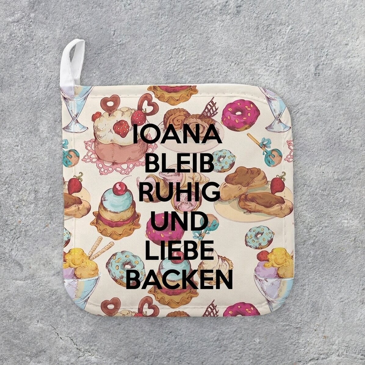 Individuell gestalteter Untersetzer für heiße Töpfe mit Schriftzug – Keep Calm