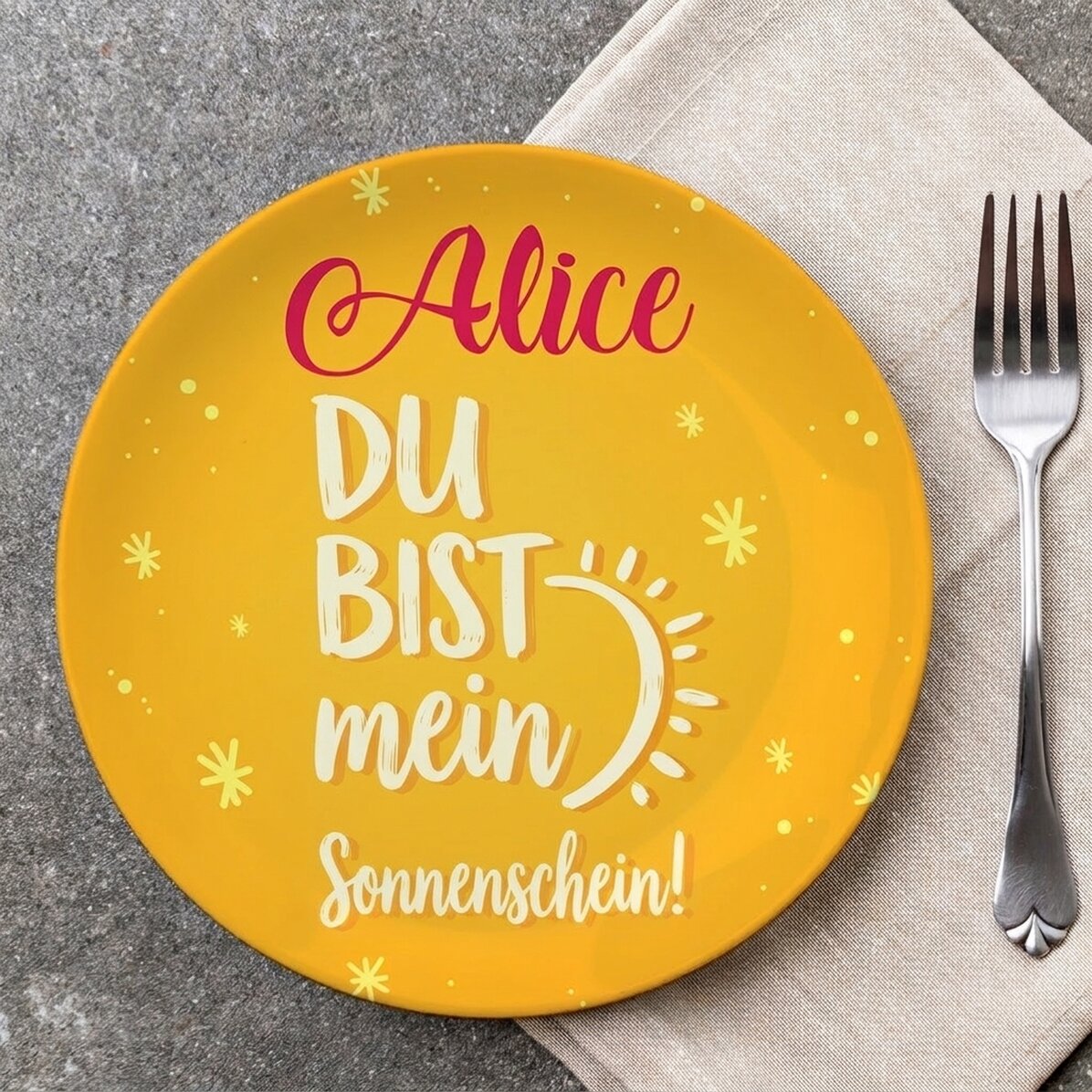 Personalisierter Teller mit Schriftzug – „You are my sunshine“